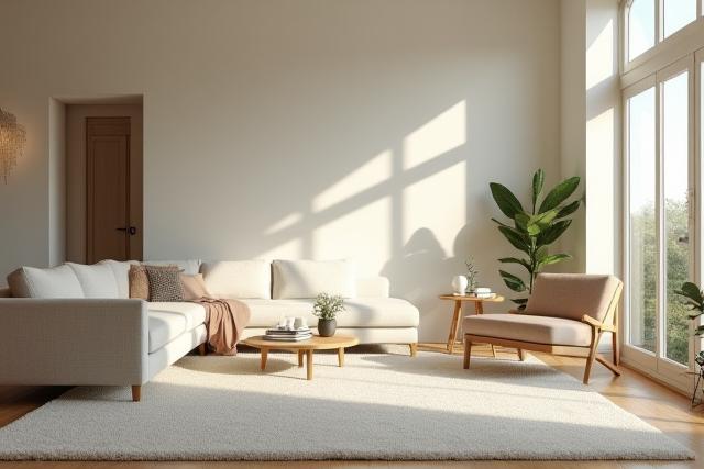 Sparkling clean living room after a residential deep cleaning service